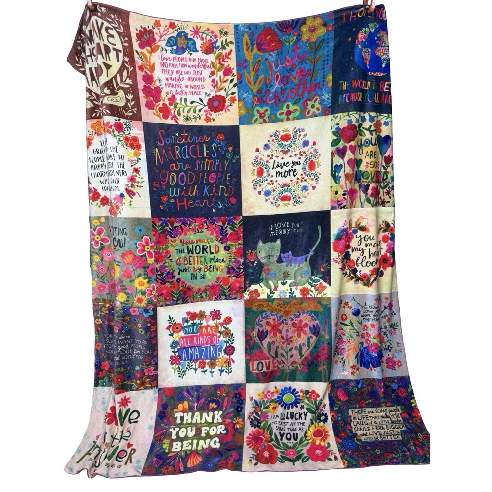 NATURAL LIFE HTF DISCONTINUED XL RAINBOW CHIRPS BLANKET FLOWERS